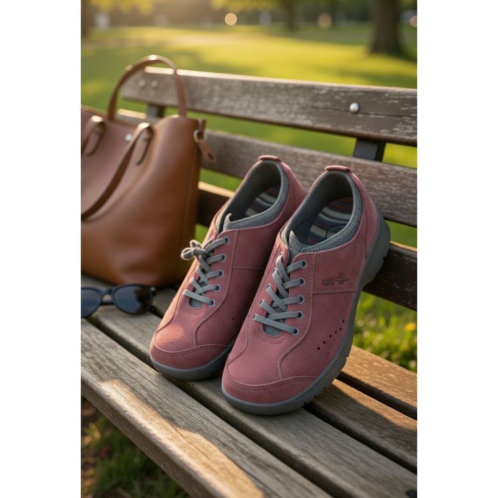 Dansko Shoes Womens 37 US 6.5 Grey Red Suede Lace Up Sneakers 4401881024